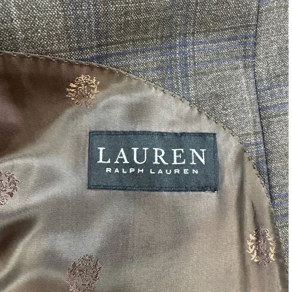 Lauren Ralph Lauren Classic Fit Wool Blend Brown Plaid Suit Blazer Jacket XL